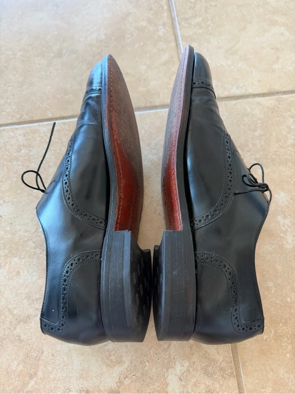 Bostonian Impressions USA Black Leather Brogue Cap Toe Oxfords 9.5
